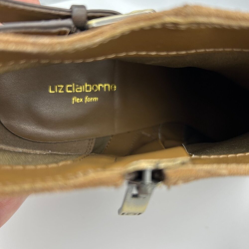 Liz Claiborne Flex Form Womens 11M Brown Faux Suede Ankle Boots Western Buckle - Picture 4 of 11